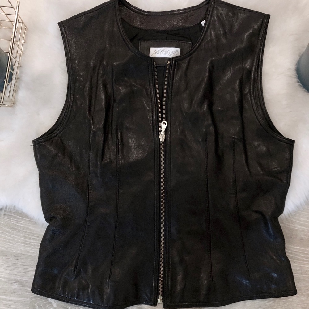 Vintage Lord &Taylor - Real Leather Black Zip Vest